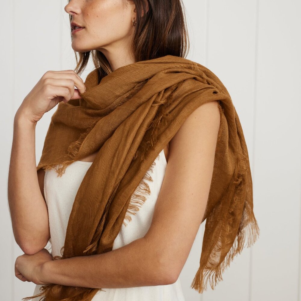 NWT Jenni Kayne Linen Shawl Scarf Copper